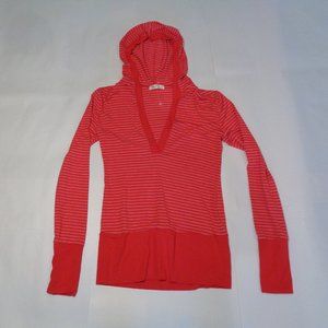 Yuka Size Small Red Pink Striped New Hooded Blouse